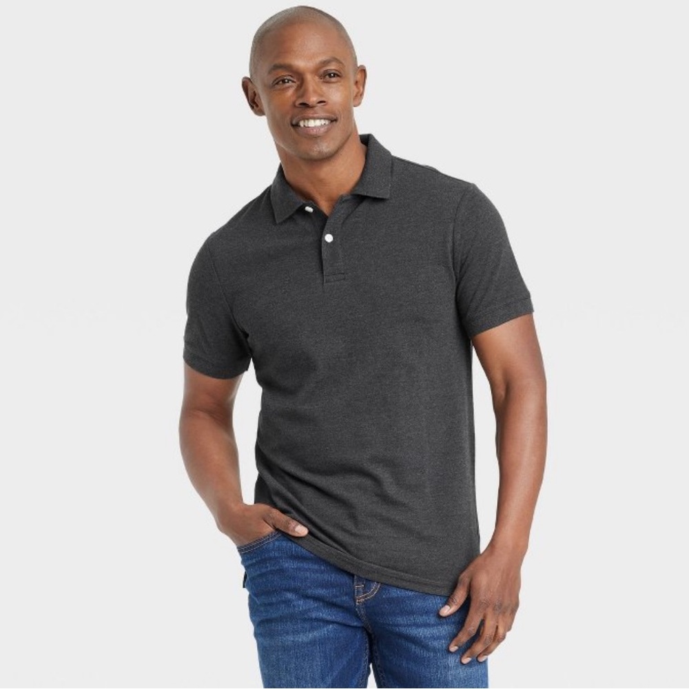 •GOODFELLOW&CO.•NWOT RAILROAD GRAY "THE EVERY WEAR POLO" STANDARD FIT SIZE LARGE